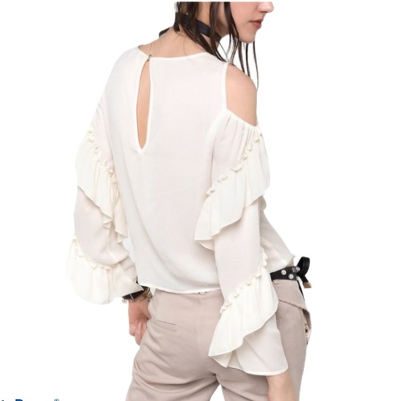 Patrizia Pepe White Cold Shoulder Blouse Sz 42 - Picture 2 of 8
